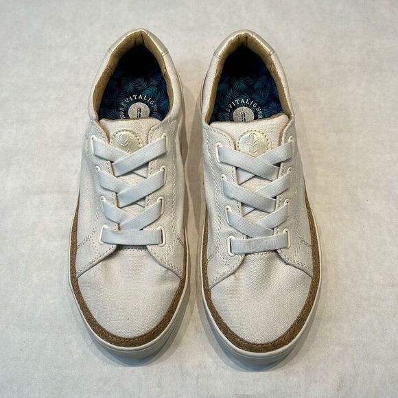 Spenco Women’s Hermosa Cream Slip On Canvas Tennis Shoes Sz 9.5 Lace Up - Picture 2 of 8